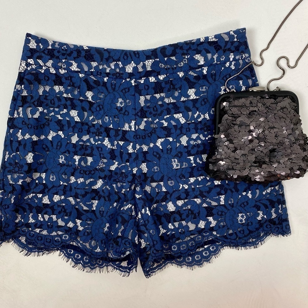 Anthro Cartonnier Blue Lace Shorts size 0 - Picture 2 of 10